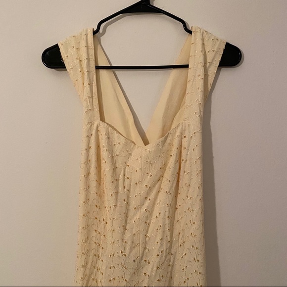 VINTAGE Pale Yellow Eyelet Maxi Dress - Picture 11 of 14